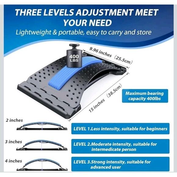 Back Stretcher for Lower Back Pain Relief, 3 Level Adjustable Lumbar Back Cracke - Picture 6 of 8